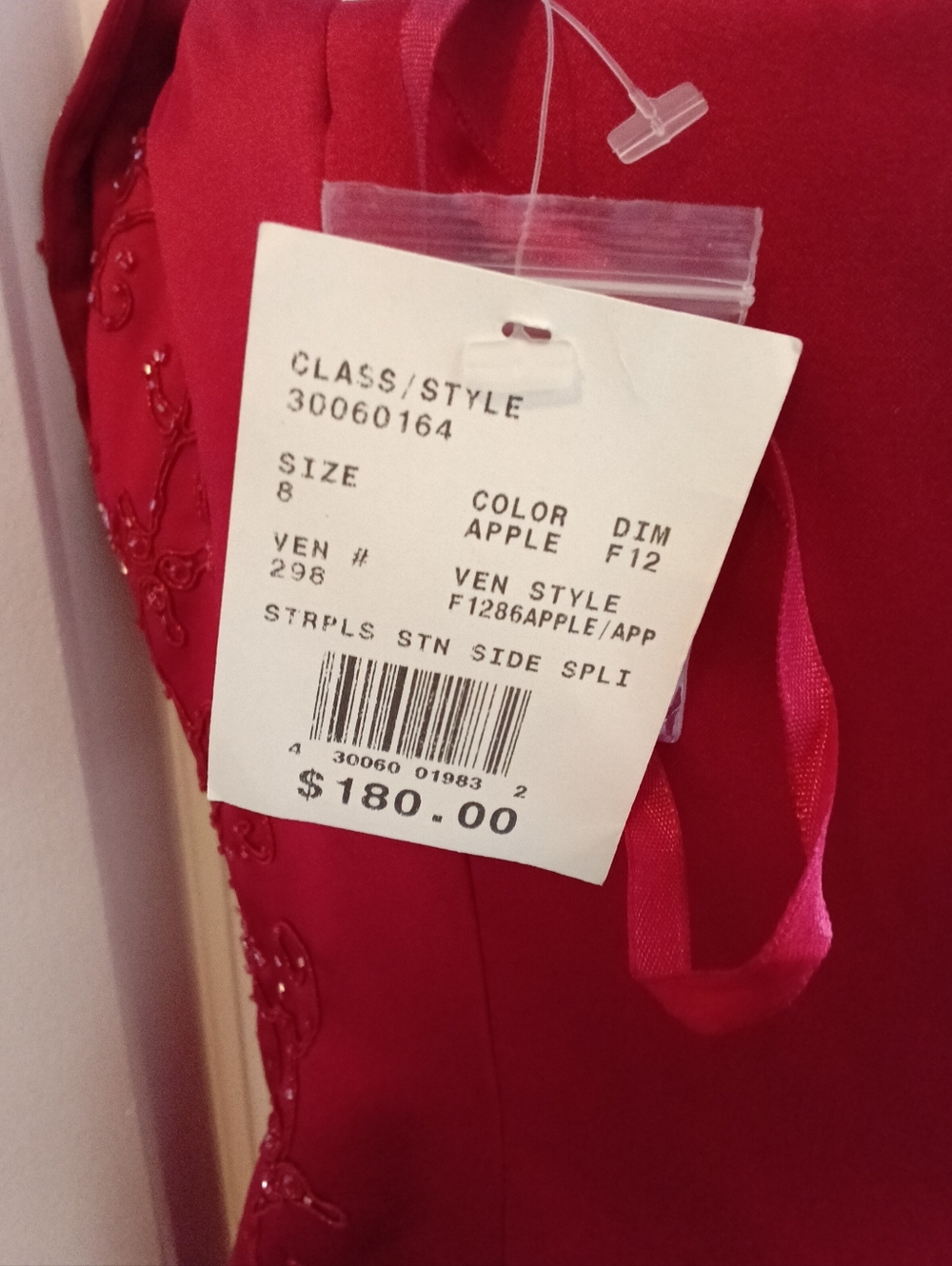 DAVID'S BRIDAL Strapless Red Evening Gown SIZE 8 - Picture 15 of 15